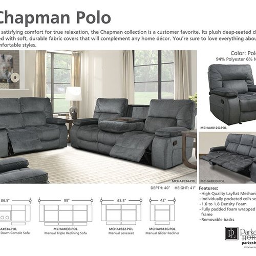 Parker-House-triple-recline-sofa from Legate's Furniture World, in Madisonville, KY